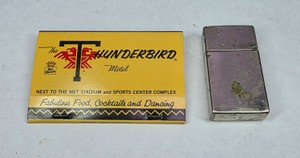 Vintage Thunderbird Motel Advertising Matchbook with Metal Match Safe