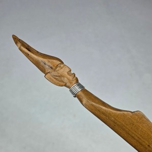 Vintage Hand-Carved Wooden Letter Opener with Figural Handle
