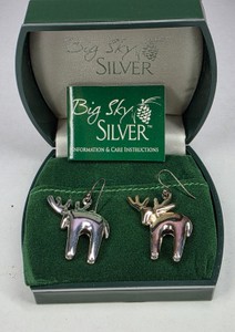 Big Sky Silver Deer Earrings with Original Box