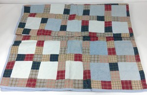 Vintage Handmade Plaid Patchwork Quilt
