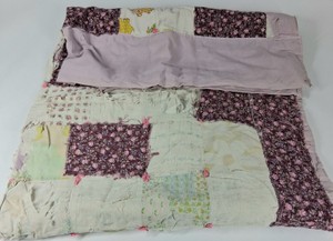 Vintage Handmade Patchwork Quilt with Mixed Fabric Blocks