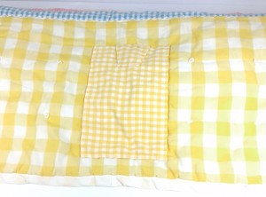 Vintage Handmade Gingham Patchwork Quilt with Mixed Fabric Panels