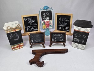 Assorted Decorative Chalkboard Signs with Display Stands