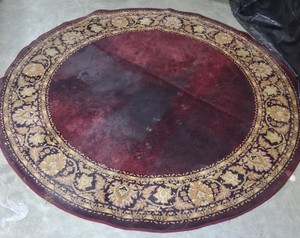 Vintage Round Oriental Area Rug with Floral Border