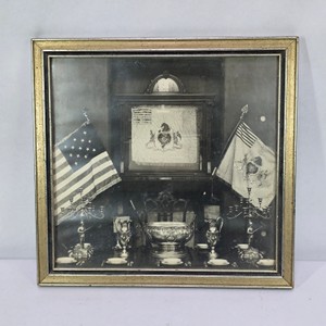 Vintage Patriotic Historical Display Print with 13-Star American Flag & Pennsylvania Emblems