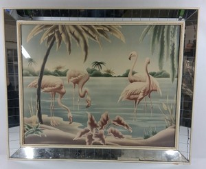 Vintage Turner Flamingo Tropical Lithograph  A.T. Toran