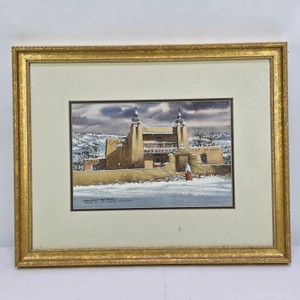 Michael C. McCullough Mission at Las Trampas, New Mexico Original Watercolor & Gouache