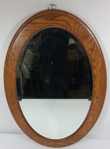 Oval Wood-Framed Wall Mirror