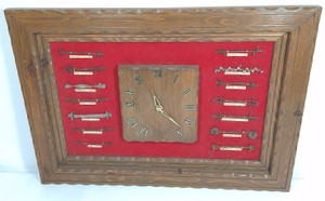 Vintage Historic Barbed Wire Patent Sample Collection Display with Clock
