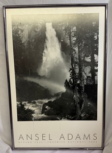 Ansel Adams Yosemite Waterfall Authorized Edition Framed Poster
