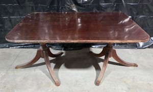 Vintage Double Pedestal Extension Dining Table with Claw-Style Feet