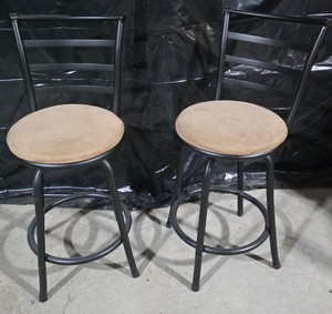 Metal Swivel Bar Stools with Upholstered Seats