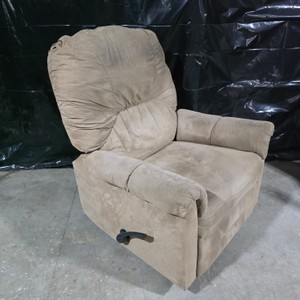 Beige Upholstered Manual Recliner Chair