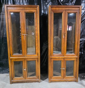 Vintage Tall Solid Wood Glass-Front Display Cabinets  Curio Cabinets