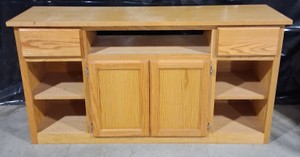 Solid Wood Counter with Drawers, Shelves & Cabinet