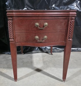 Traditional Wood End Table with Drawers and Brass-Tone Pulls