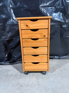 Solid Wood Rolling Storage Cabinet with Drawers
