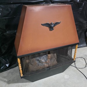 Vintage Freestanding Electric Fireplace Heater with Faux Logs & Eagle Emblem
