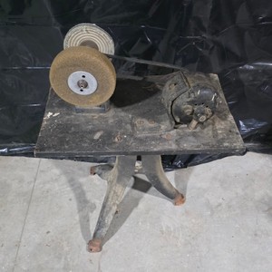 Vintage Bench-Mounted Grinder  Buffer Station with Electric Motor