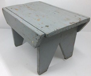 Vintage Primitive Painted Wooden Footstool  Step Stool