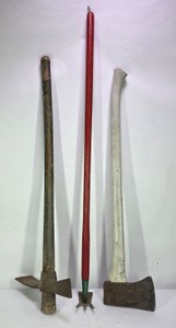 Assorted Vintage Long-Handled Garden Tools  Cultivator, Mattock & Hoe