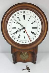 Vintage Hamilton 31-Day Pendulum Wall Clock with Calendar Dial & Key