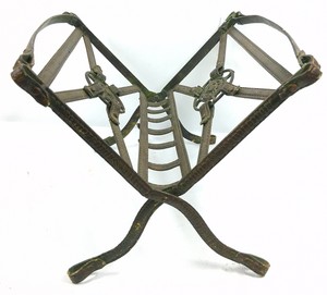 Vintage Bronzed Leather & Metal Decorative Rack