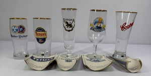 Assorted World Brewery Beer Glasses with Original Paper Tags