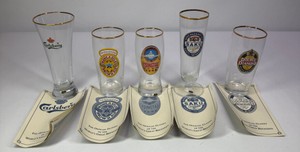 Assorted World Brewery Beer Glasses with Original Paper Tags