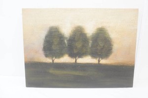 oil on canvas print featuring 3 dark trees against a golden sunset by artist Gregory Williams 28 x 20