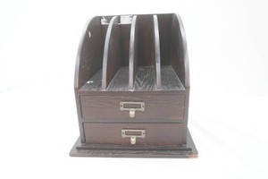 desk top organizer dark wood finish 12 x 12 x 13