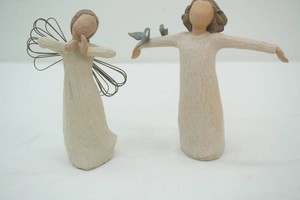 Willow Tree Figures Happiness bird ahs broken wing and Angel of Happiness