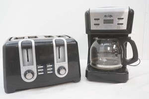 Mr. Coffee 12 cup coffee maker, Black and Decker 4 slice toaster