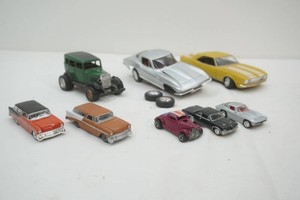 2 model cars 1 Corvette and 1 Camaro, 2 1956 Nomad Wagons diecast Foose Design, Tootsie Model A, 1963 Johnny Lightning Corvette, 1975 Hot Wheels Neet Streeter, 1964 Johnny Lightning GTO