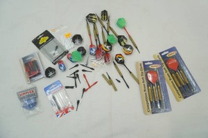 group of throwing darts and extra tips, flights and bodies