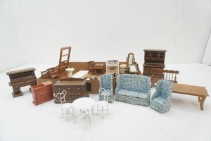 large group of miniature furniture for doll house or display