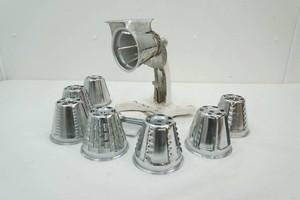 vintage Rival manual rotary food shredder with many accessories
