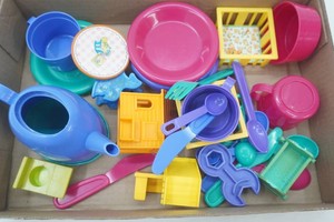 plastic play house toys and dishes