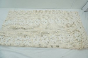 large off white crocheted cotton lace table cloth