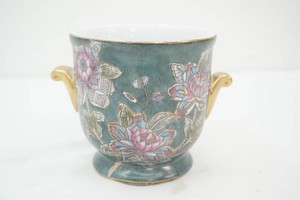 vintage porcelain planter with hand painted floral design possibly Andrea  by Sadek
