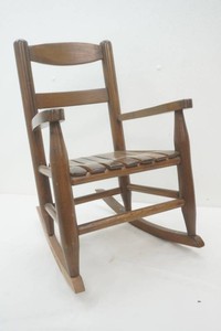 childrens rocking chair 11 seat height featuring a slat back design