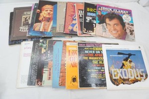 group of vintage vinyl albums including Willie Nelson, Nitty Gritty Dirt Band, Van Morrison, Moody Blues, The Animals, Janice Joplin and others