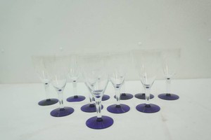 vintage stemware with vibrant cobalt blue base