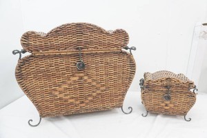 matching wicker laundry basket and accent wicker basket 26 x 22 x 16 and 12 x 8x 10