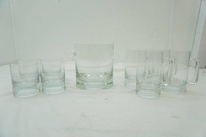 Edina Country Club glass ice bucket with 4 mugs and 4 tumblers