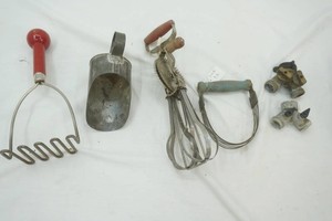vintage kitchen utensils and water valves