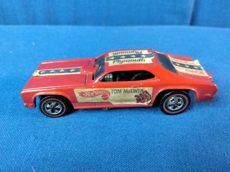 A vintage 1969 Hot Wheels Redline Tom McEwen Plymouth 