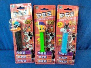 Three Vintage Looney Tunes PEZ candy dispensers