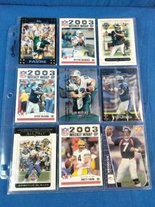 Nine vintage NFL football trading cards