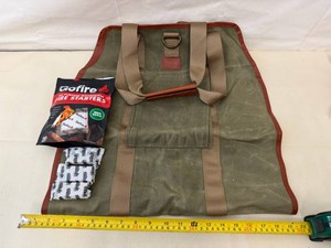 Heavy Canvas Wood Carrying Bag & opened bag of Fire Starters